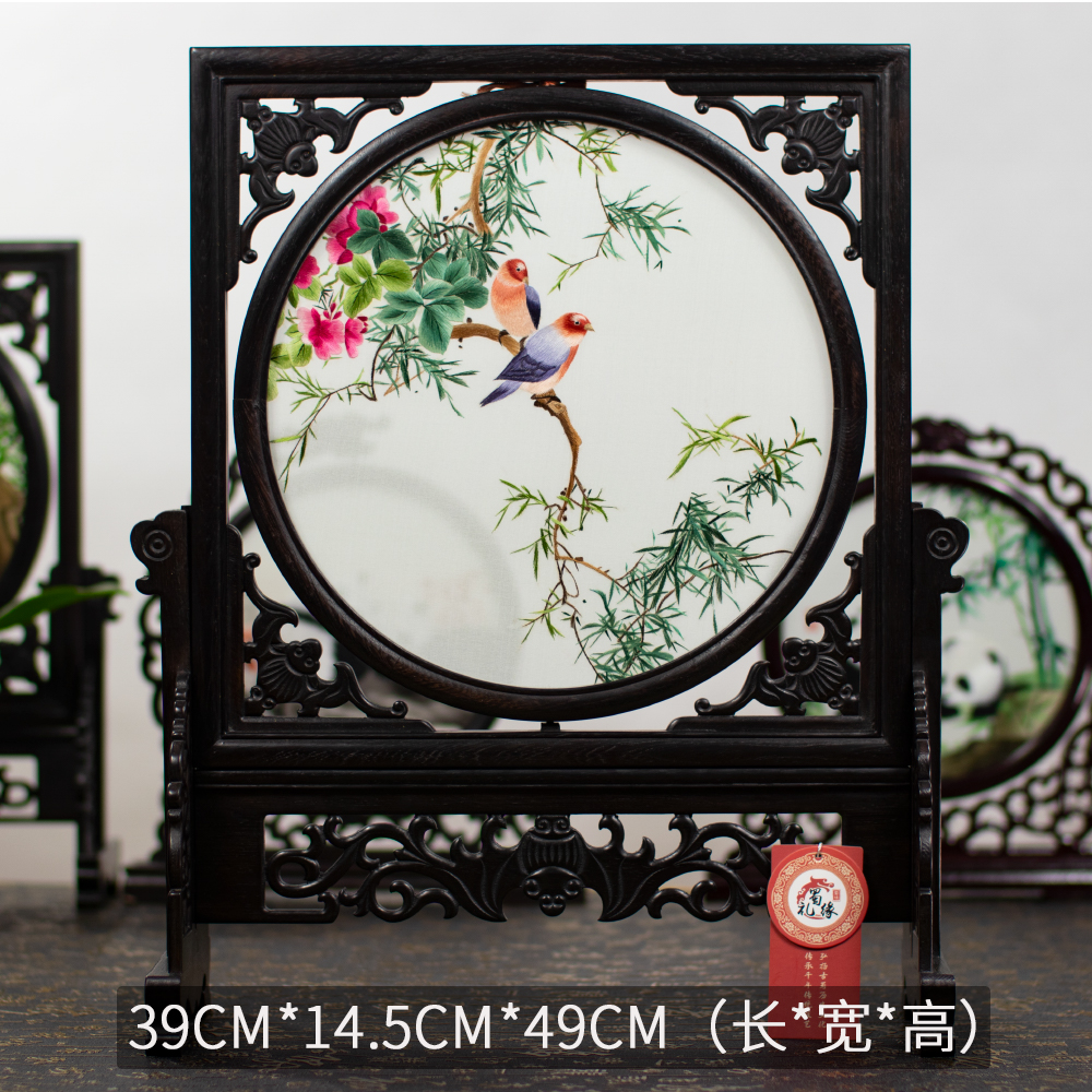 蜀绣精品四丝花鸟系列产品纯手工刺绣非物质文化遗产